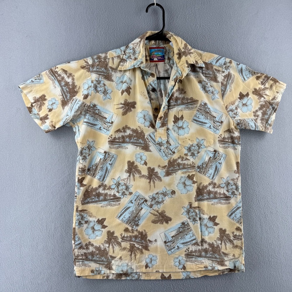 Reyn‎ Spooner Shirt Mens XS Beige Aloha Hawaiian Pop Over Cotton Joe Kealoahs